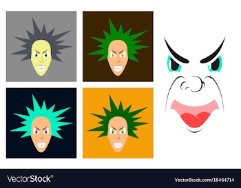 Assembly of flat icons on theme evil faces vector image