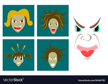 Assembly of flat icons on theme evil faces vector image