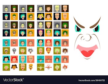 Assembly of flat icons on theme evil faces vector image