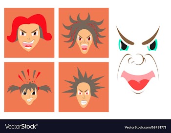 Assembly of flat icons on theme evil faces vector image
