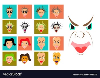 Assembly of flat icons on theme evil faces vector image