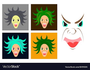 Assembly of flat icons on theme evil faces vector image