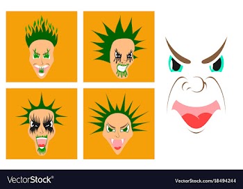 Assembly of flat icons on theme evil faces vector image