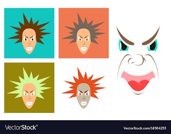 Assembly of flat icons on theme evil faces vector image