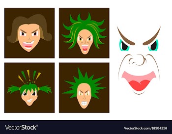Assembly of flat icons on theme evil faces vector image