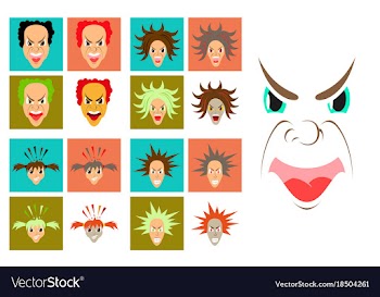 Assembly of flat icons on theme evil faces vector image