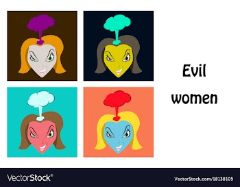 Assembly of flat icons on theme evil women vector image