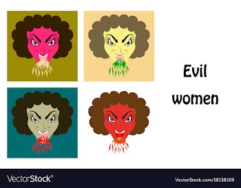 Assembly of flat icons on theme evil women vector image
