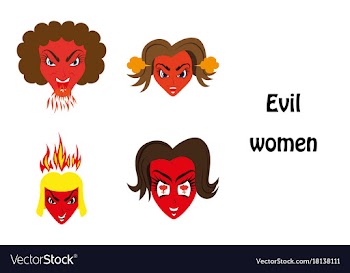 Assembly of flat icons on theme evil women vector image