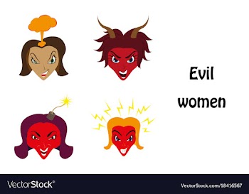 Assembly of flat icons on theme evil women vector image