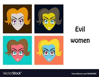 Assembly of flat icons on theme evil women vector image