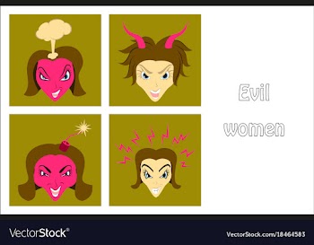 Assembly of flat icons on theme evil women vector image