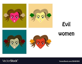 Assembly of flat icons on theme evil women vector image