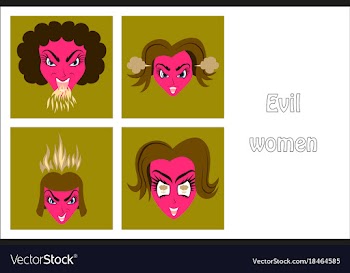 Assembly of flat icons on theme evil women vector image