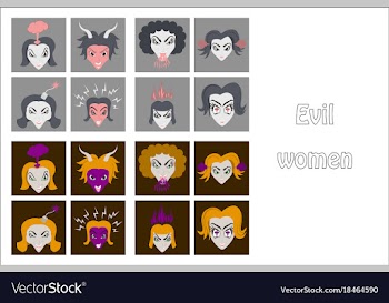 Assembly of flat icons on theme evil women vector image