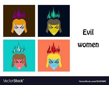 Assembly of flat icons on theme evil women vector image