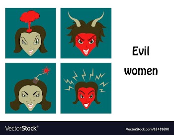 Assembly of flat icons on theme evil women vector image