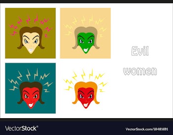 Assembly of flat icons on theme evil women vector image