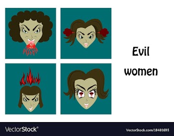 Assembly of flat icons on theme evil women vector image