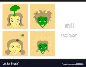 Assembly of flat icons on theme evil women vector image