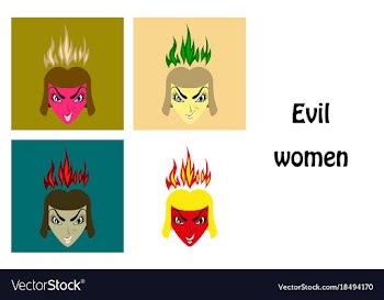 Assembly of flat icons on theme evil women vector image