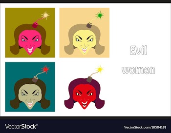 Assembly of flat icons on theme evil women vector image
