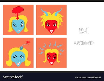 Assembly of flat icons on theme evil women vector image