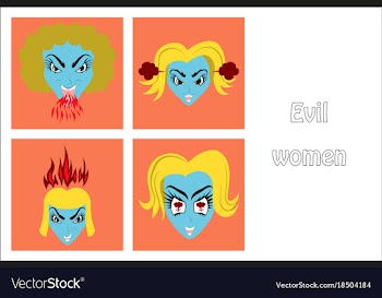 Assembly of flat icons on theme evil women vector image