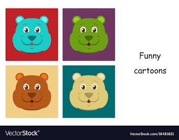 Assembly of flat icons on theme funny animals bear vector image