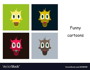 Assembly of flat icons on theme funny animals duck vector image