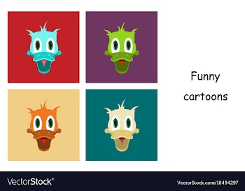 Assembly of flat icons on theme funny animals duck vector image