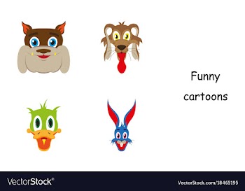 Assembly of flat icons on theme funny animals vector image
