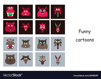 Assembly of flat icons on theme funny animals vector image