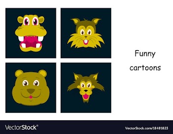 Assembly of flat icons on theme funny animals vector image