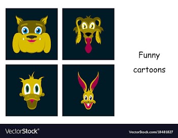 Assembly of flat icons on theme funny animals vector image
