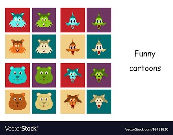 Assembly of flat icons on theme funny animals vector image