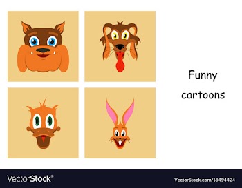 Assembly of flat icons on theme funny animals vector image