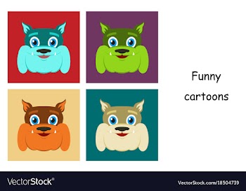 Assembly of flat icons on theme funny animals vector image