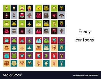 Assembly of flat icons on theme funny animals vector image