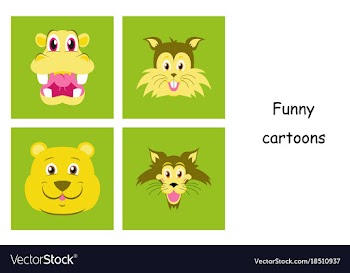 Assembly of flat icons on theme funny animals vector image