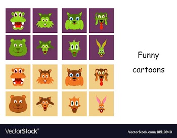 Assembly of flat icons on theme funny animals vector image