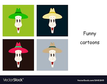 Assembly of flat icons on theme funny clowns in vector image