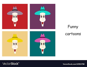 Assembly of flat icons on theme funny clowns in vector image