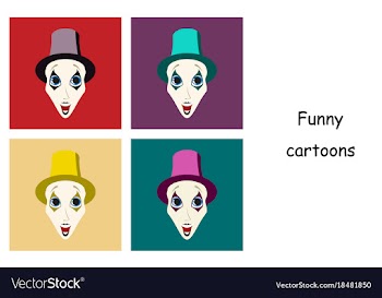 Assembly of flat icons on theme funny clowns mime vector image