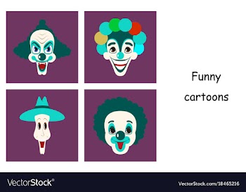 Assembly of flat icons on theme funny clowns vector image