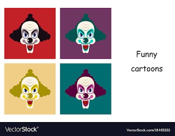 Assembly of flat icons on theme funny clowns vector image