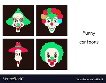 Assembly of flat icons on theme funny clowns vector image