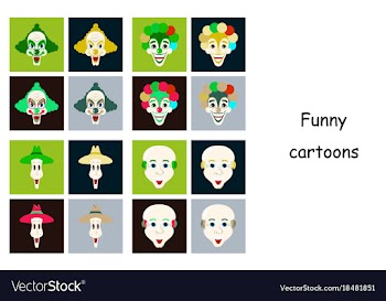 Assembly of flat icons on theme funny clowns vector image