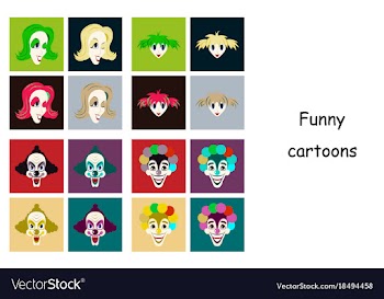 Assembly of flat icons on theme funny clowns vector image