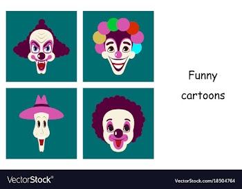 Assembly of flat icons on theme funny clowns vector image